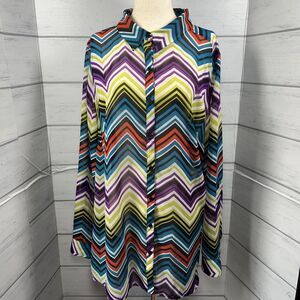 Lane Bryant Women's Top See Thru Chiffon Zigzag Long Sleeve Size XXL 2XL 18/20